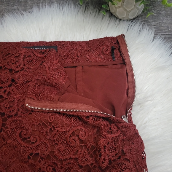 Zara Lace Eyelet Rust Midi Pencil Skirt size small - Picture 11 of 13